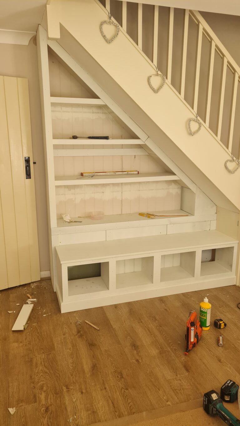 Understairs storage shelves