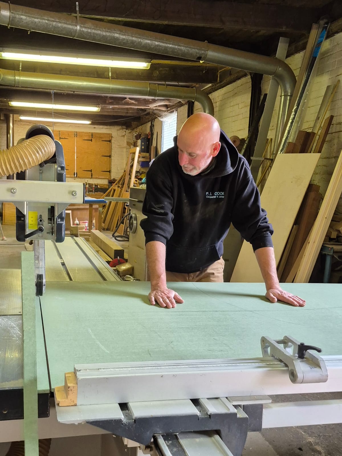 Phill at work in his joinery workshop